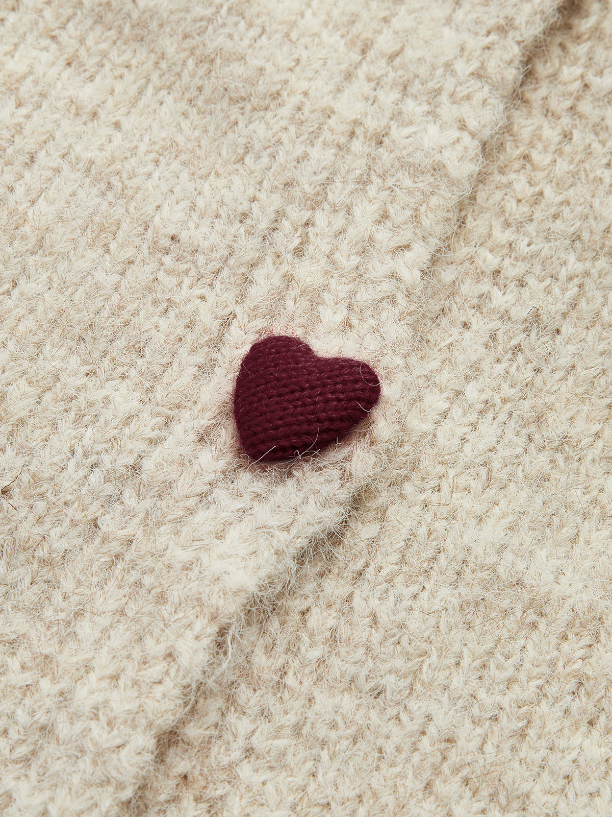 Apricot Fine Knit Cardigan with Heart Buttons