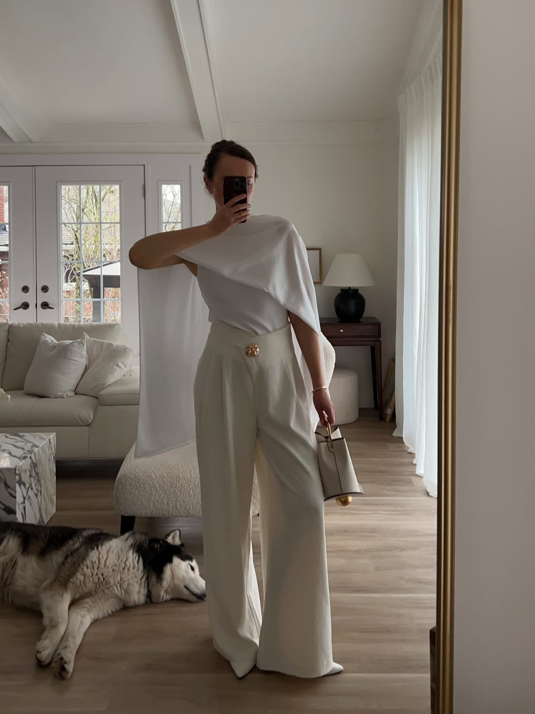 Beige High Waist Wide Leg Pants