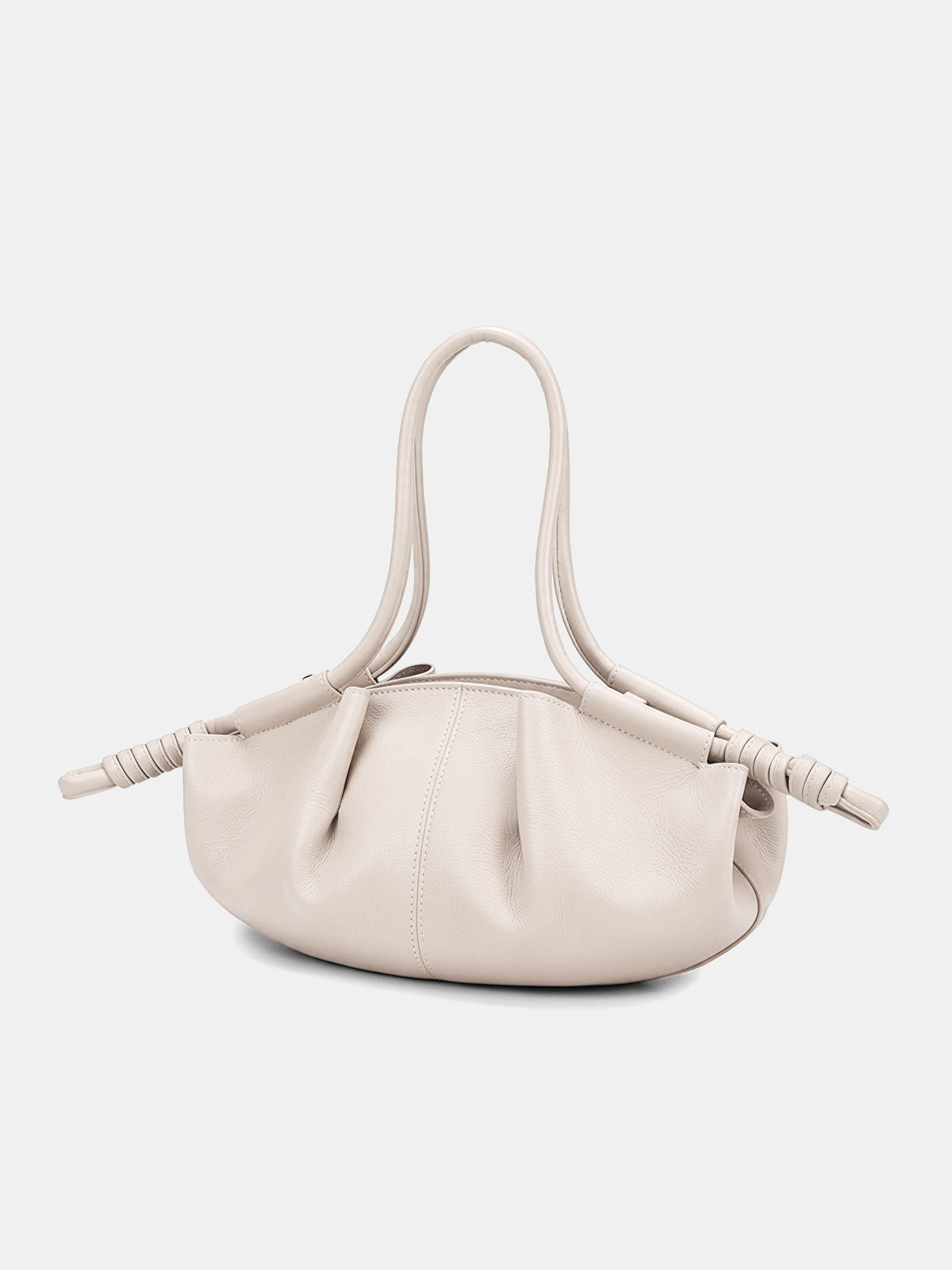 Beige Soft Vegan Leather Dumpling Bag