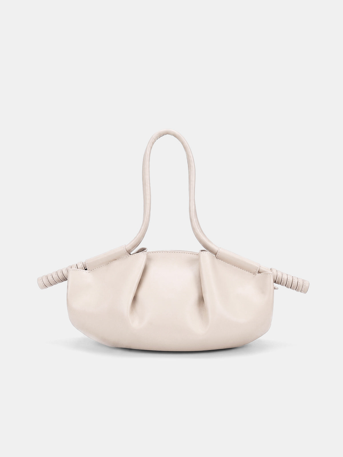 Beige Soft Vegan Leather Dumpling Bag