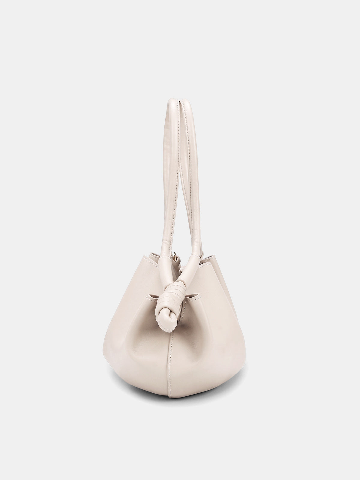 Beige Soft Vegan Leather Dumpling Bag