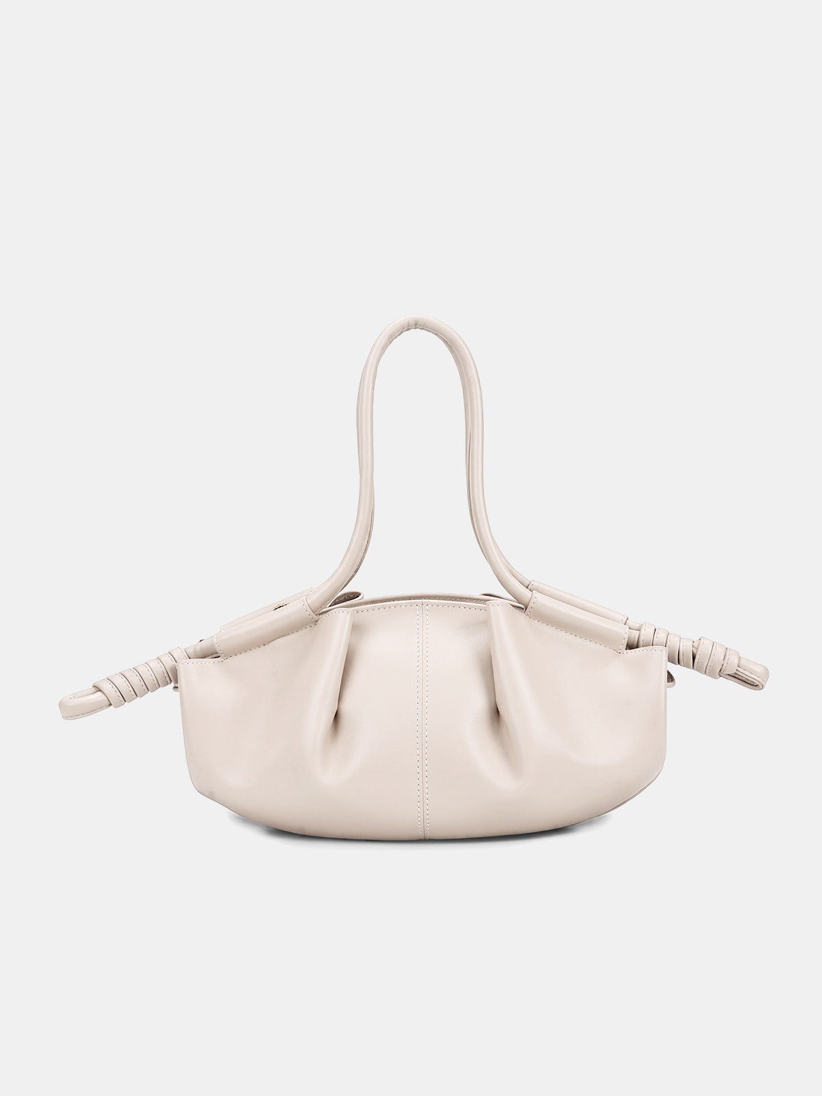 Beige Soft Vegan Leather Dumpling Bag