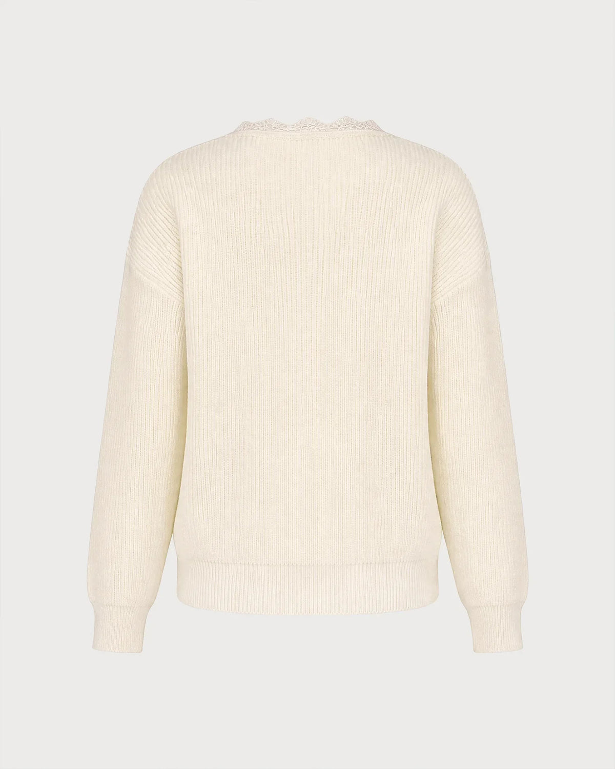 Beige Spliced Panel V-Neck Knit Sweater