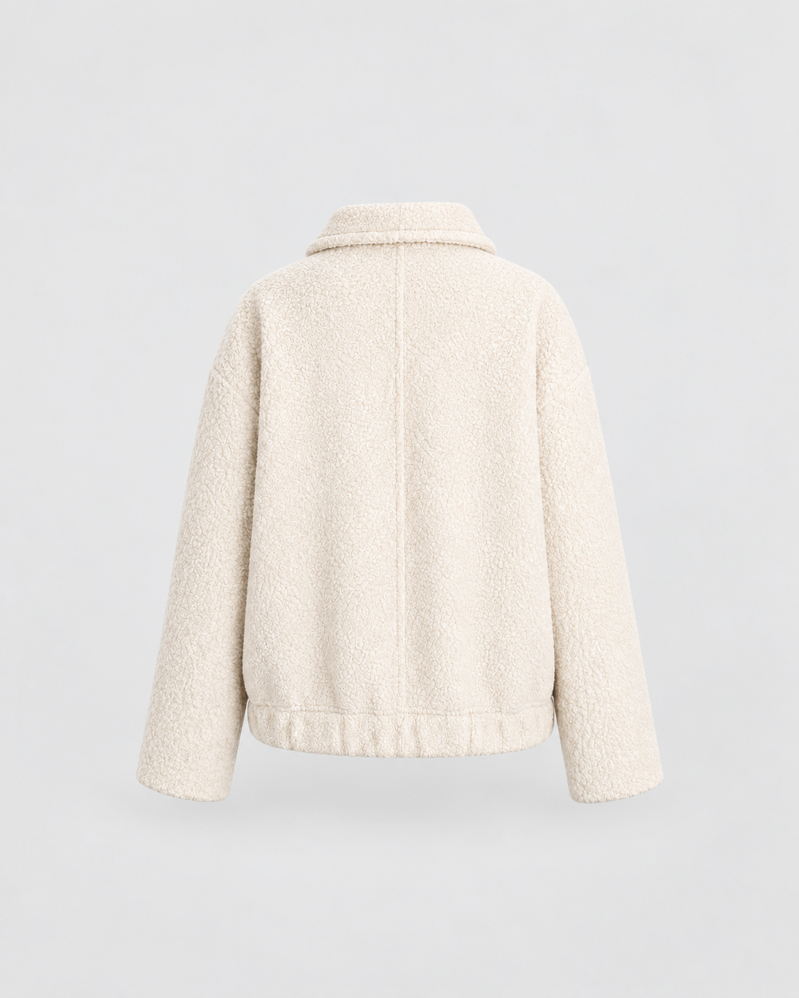 Beige Teddy Fleece Oversized Jacket with Pockets