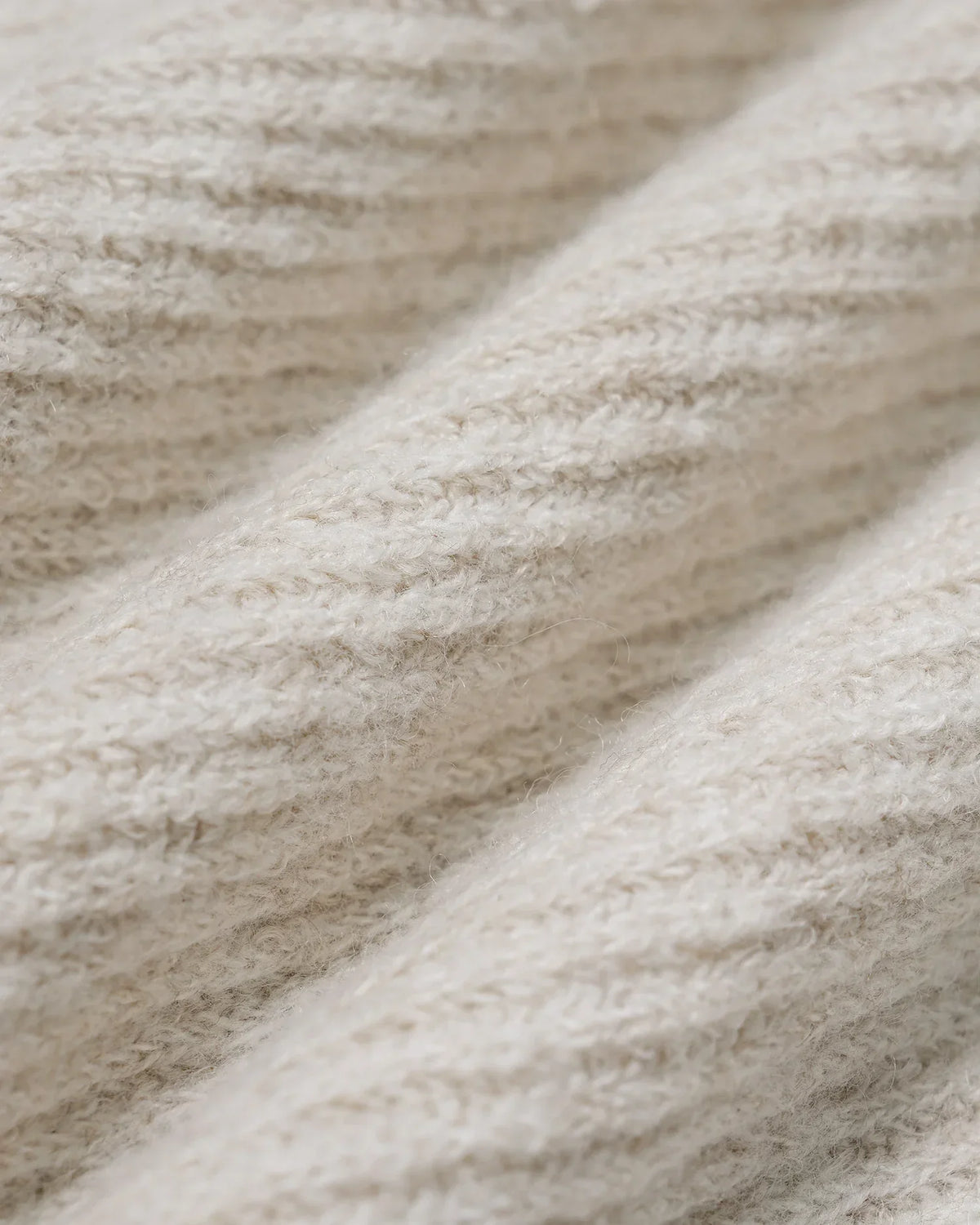 Beige Textured Knit Sweater with Contrast Trim
