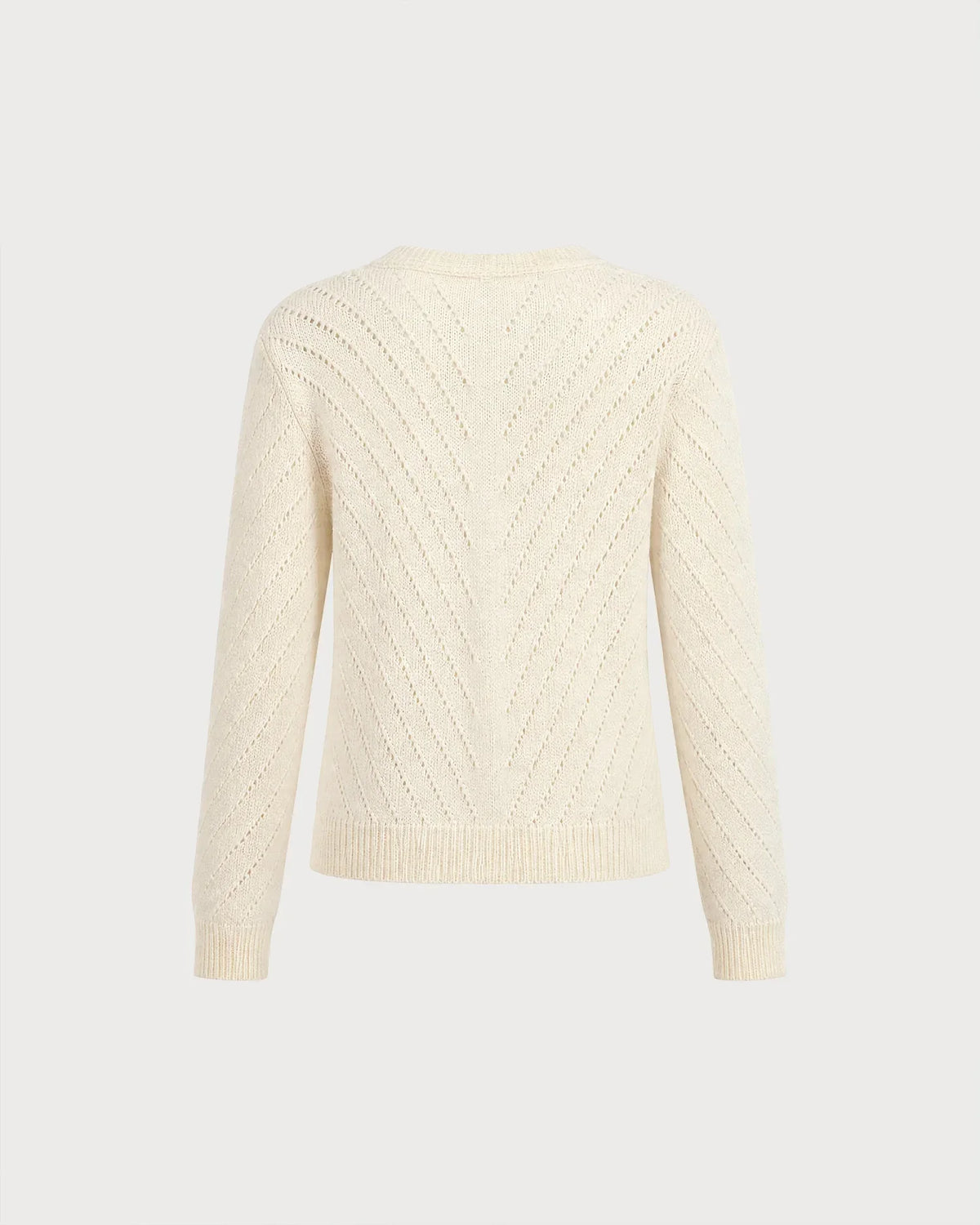 Beige Textured V-Neck Button Front Knit Cardigan