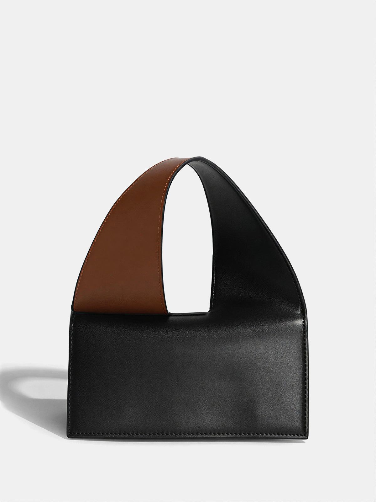 Black Geometric Color Block Top Handle Handbag