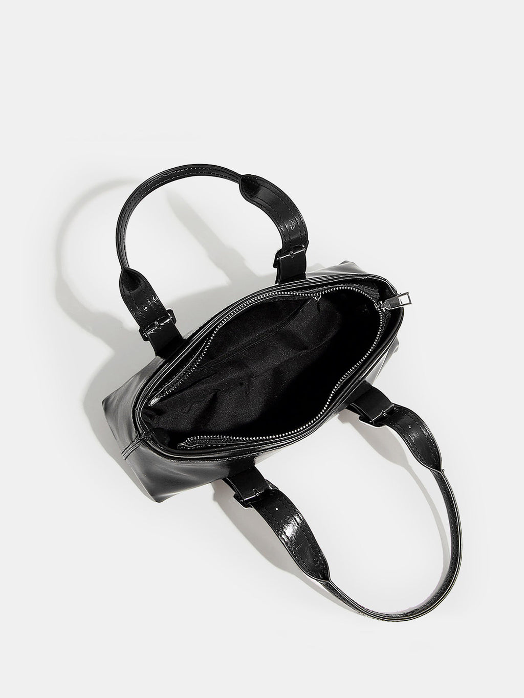 Black Glossy Handbag with Buckle