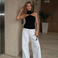Black Halter Top with Gold Hardware