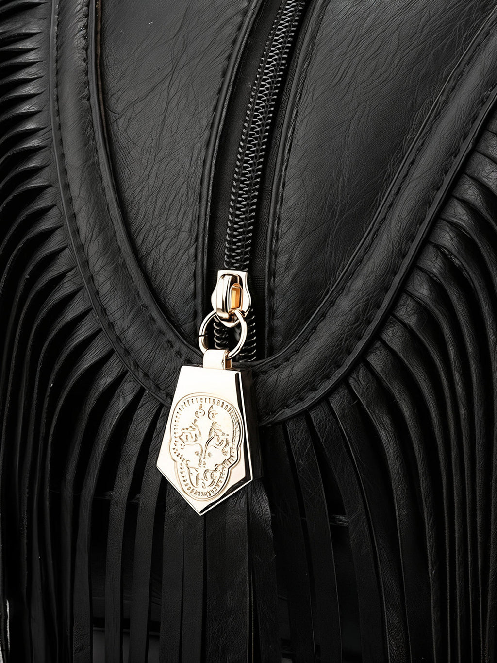 Black Handbag with Fringe Handle