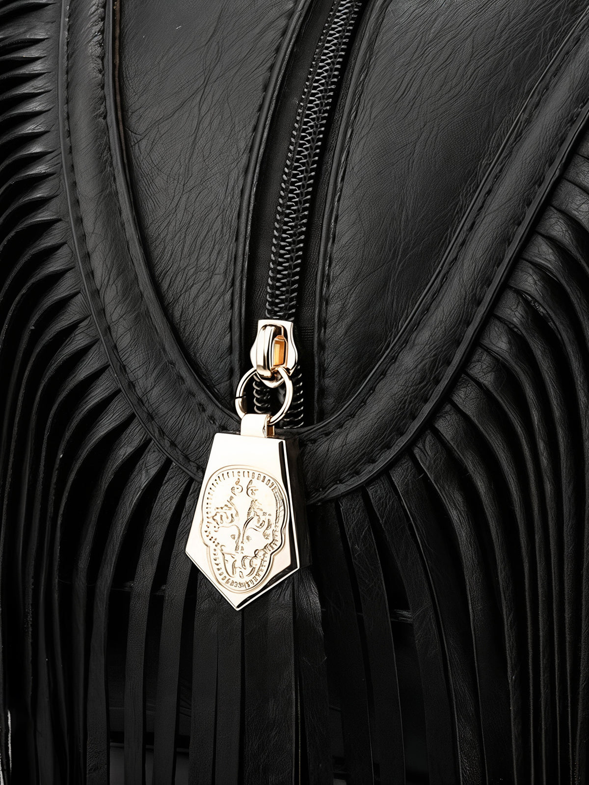 Black Handbag with Fringe Handle