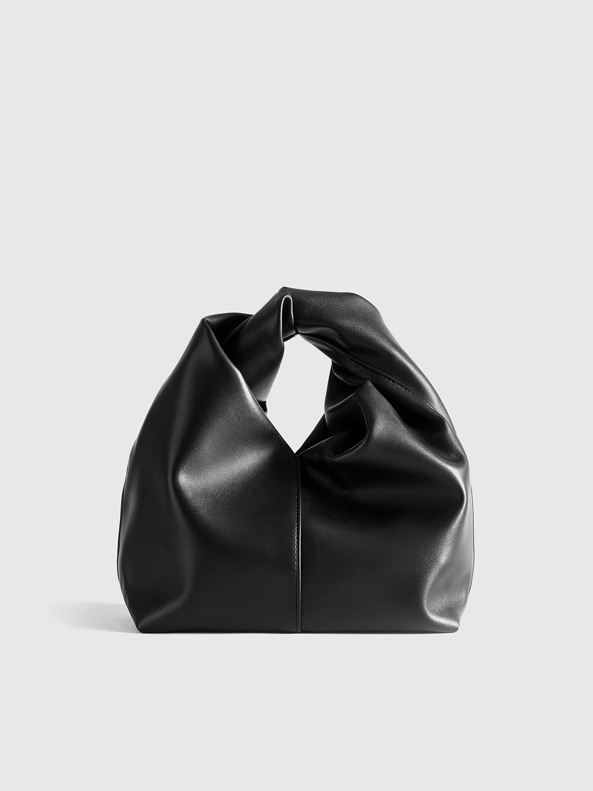 Black Handbag with Twisted Top Handle