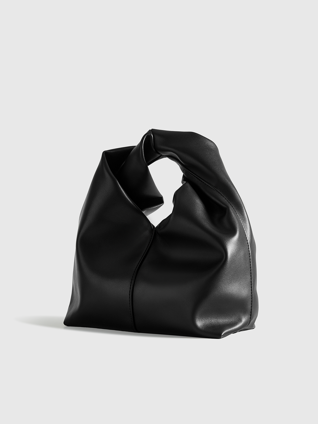 Black Handbag with Twisted Top Handle