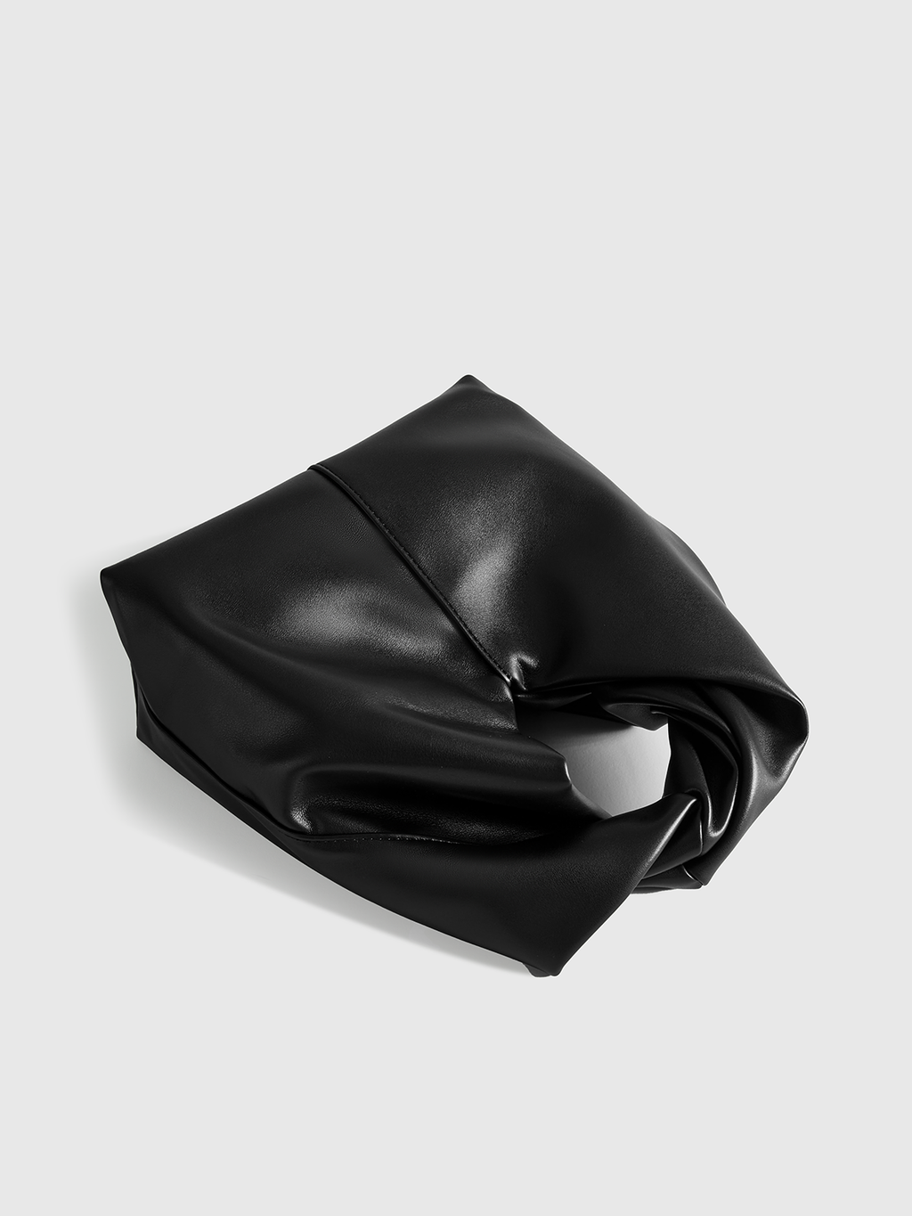 Black Handbag with Twisted Top Handle