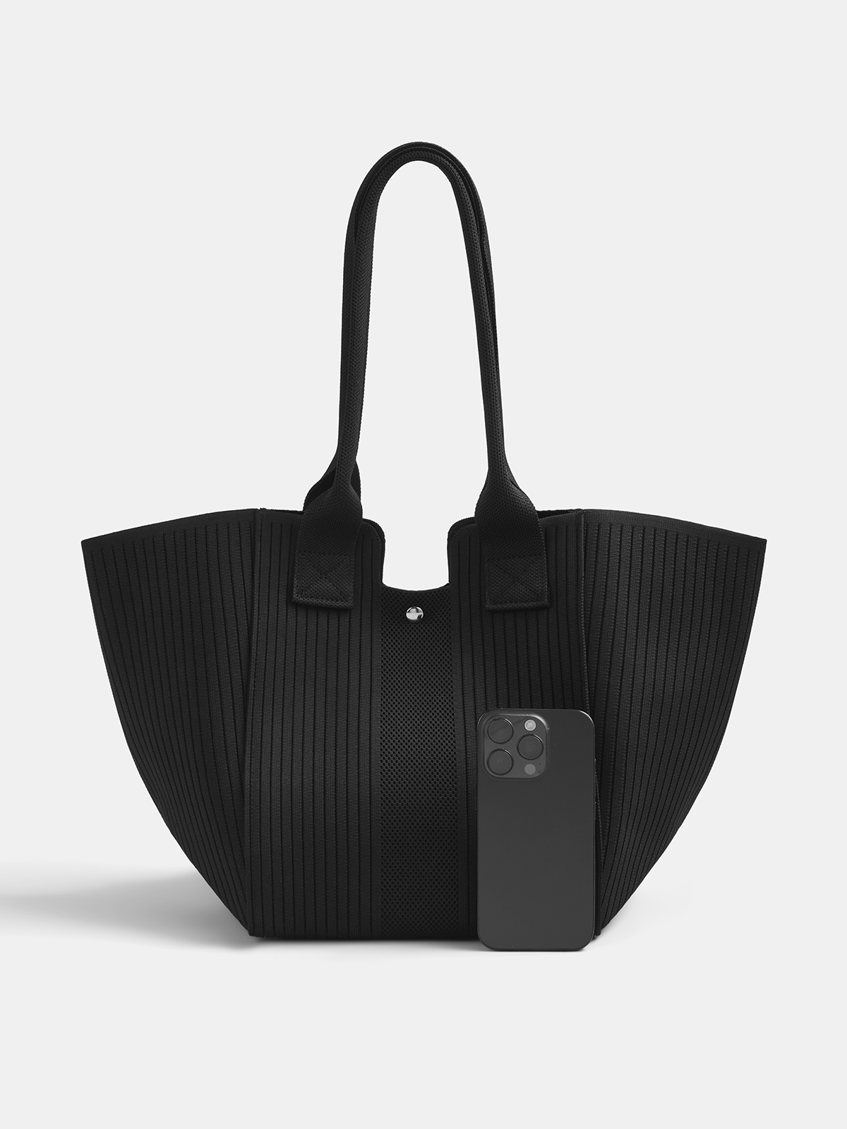 Black Large Flyknit Shoulder Tote Bag