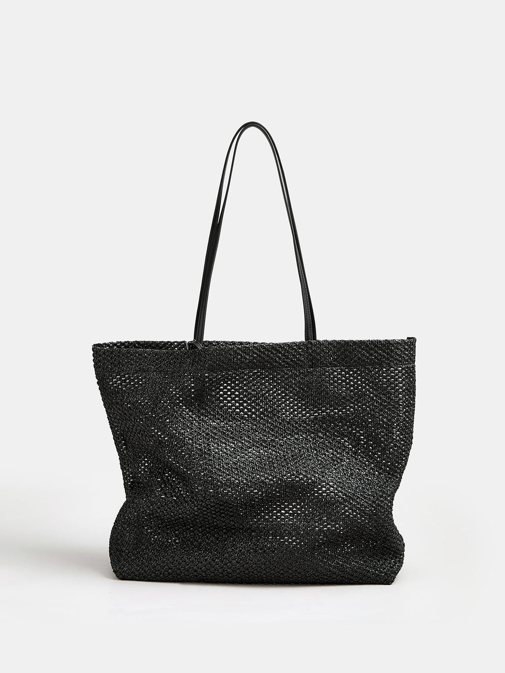 Black Large Open Weave Tote Bag