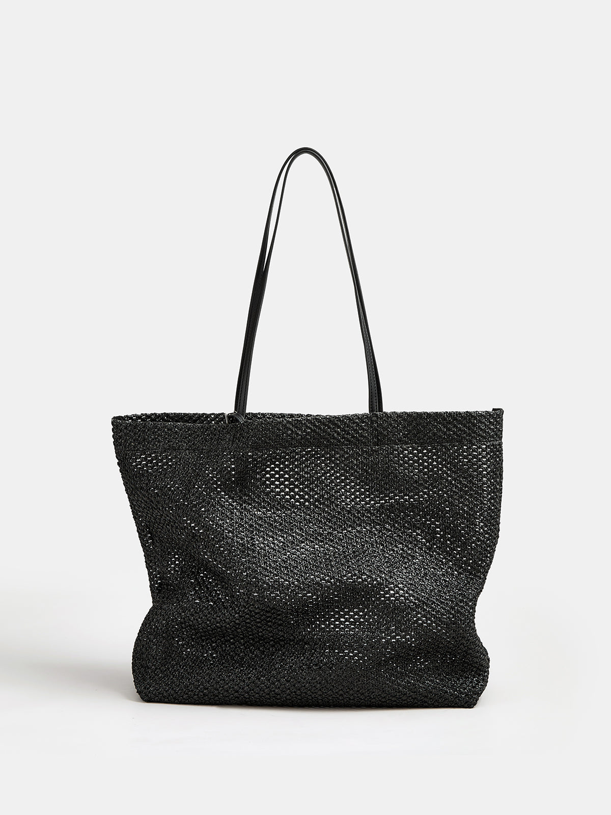 Black Large Open Weave Tote Bag
