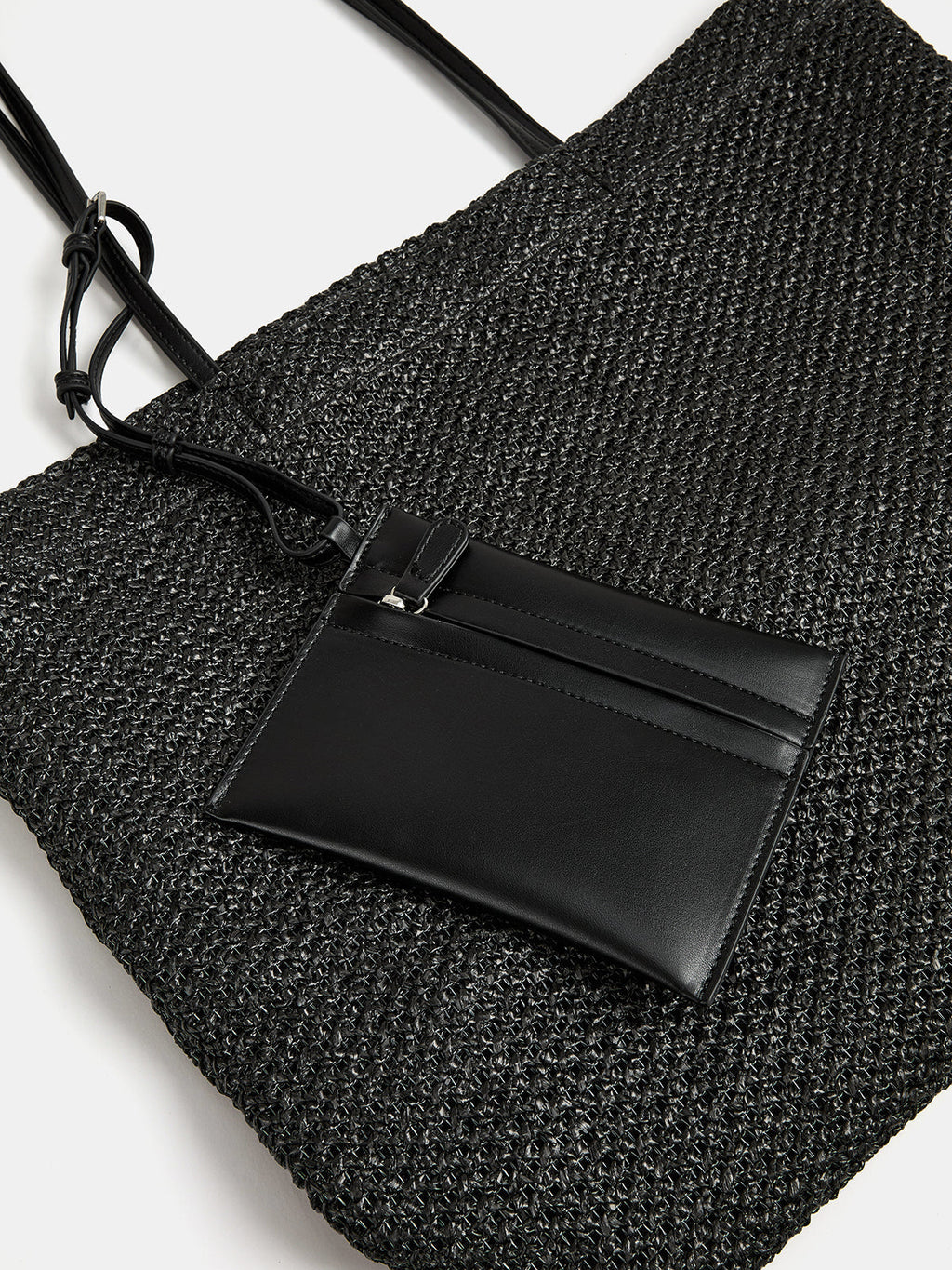 Black Large Open Weave Tote Bag