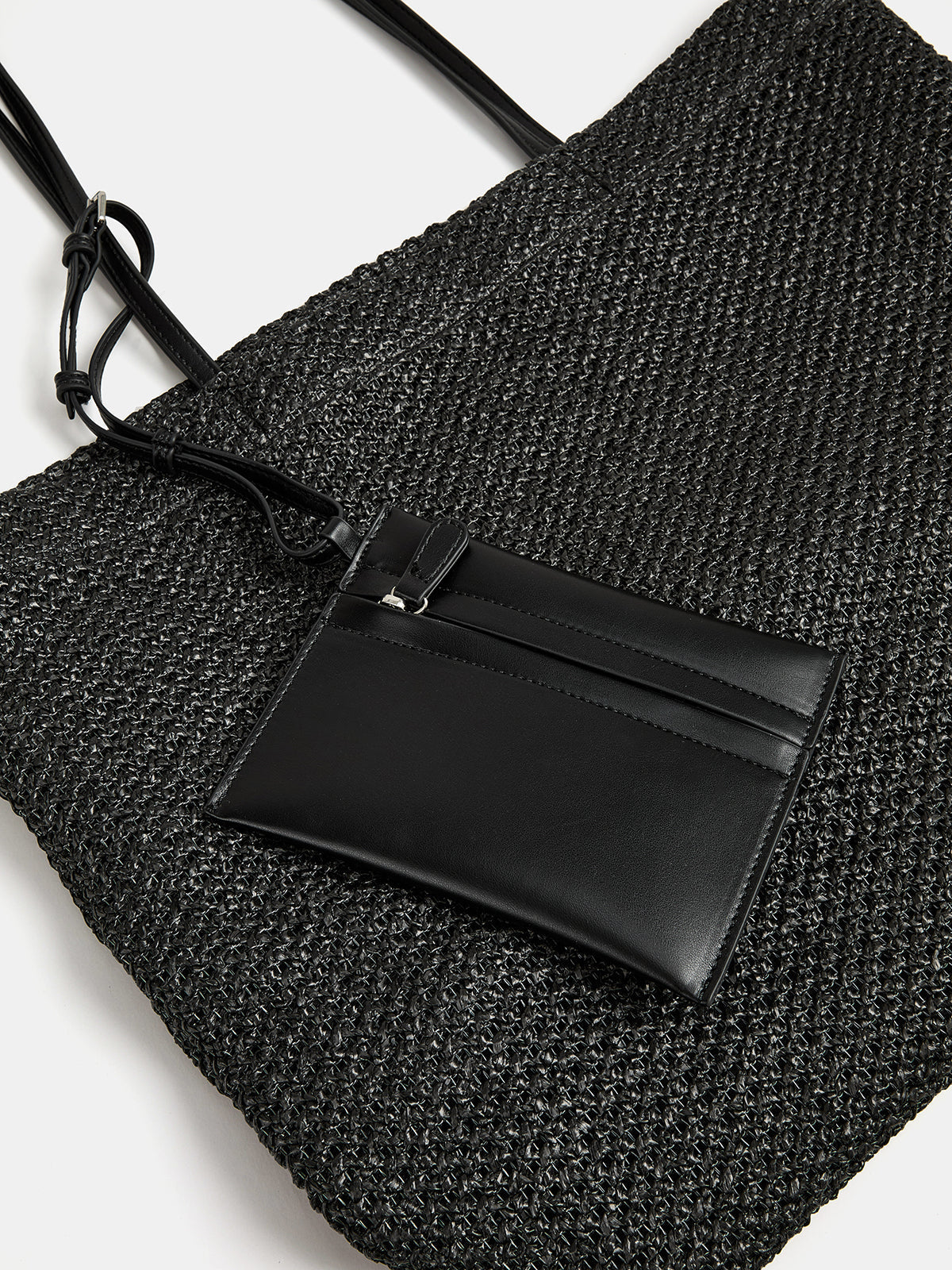 Black Large Open Weave Tote Bag