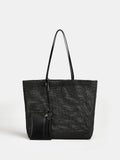 Black Large Open Weave Tote Bag