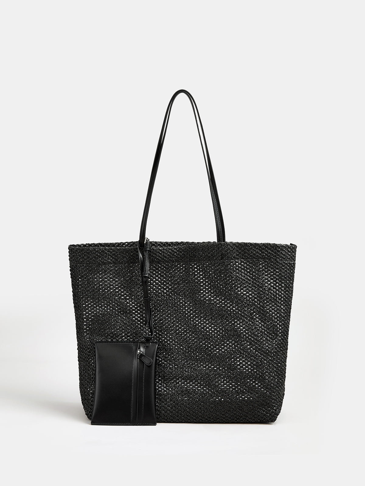 Black Large Open Weave Tote Bag