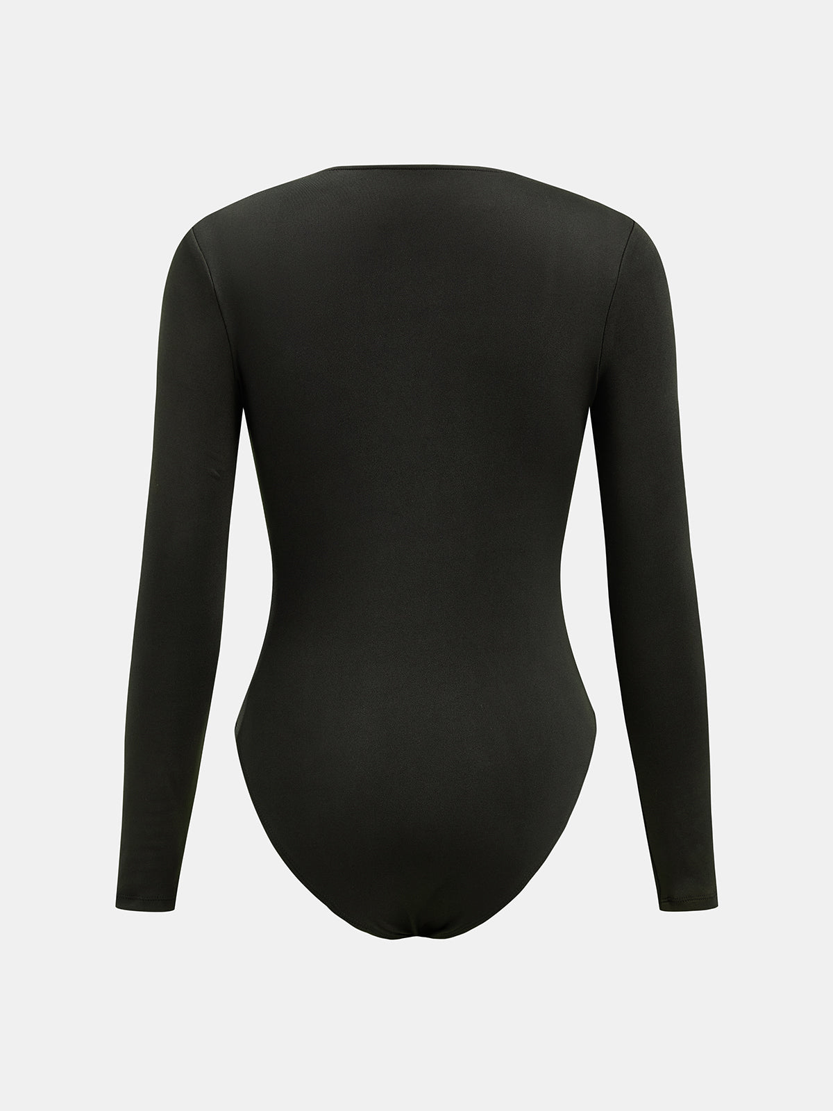 Black Long Sleeve Half Zip Collar Bodysuit