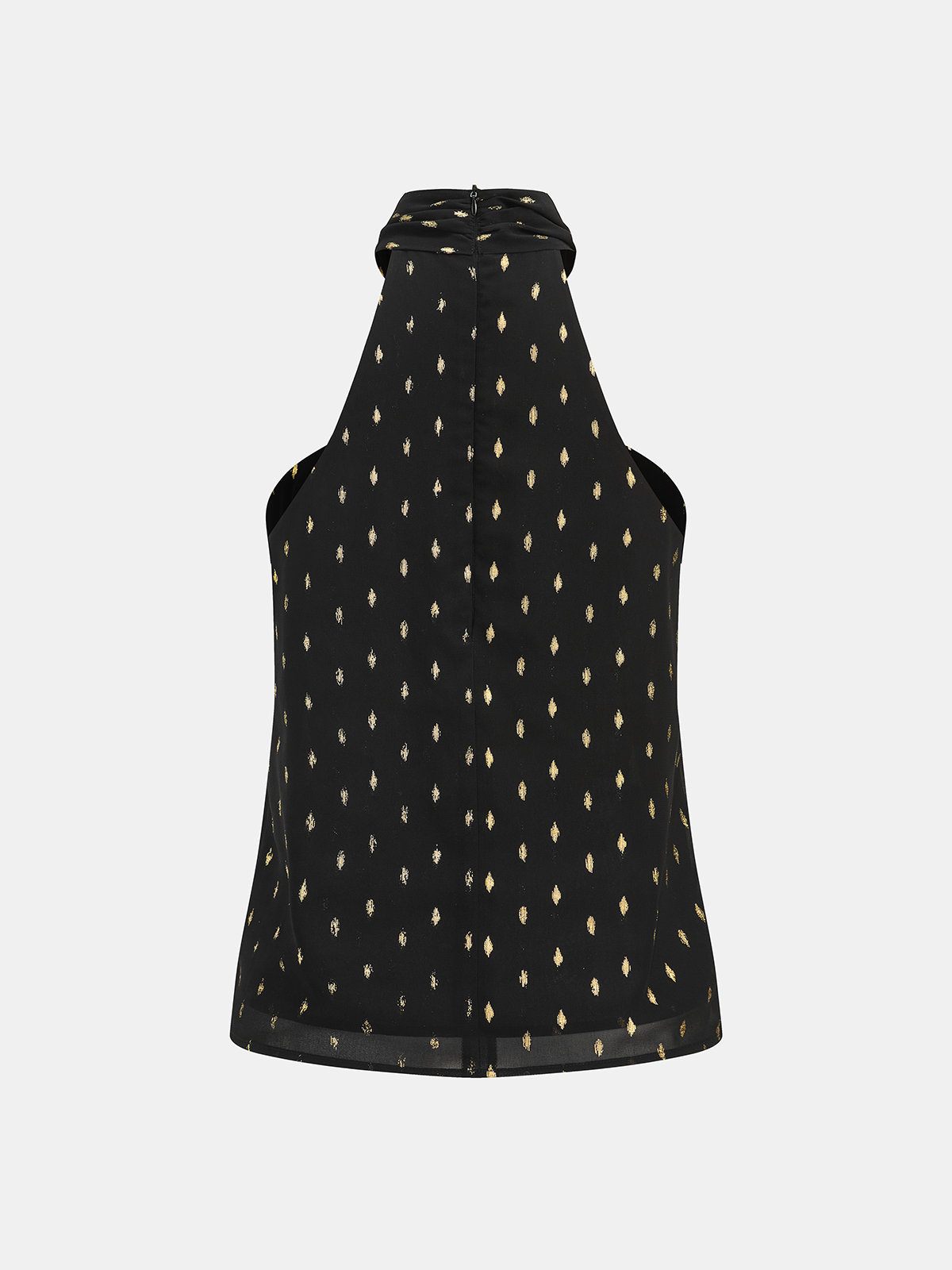 Black Metallic Polka Dot Chiffon Halter Top