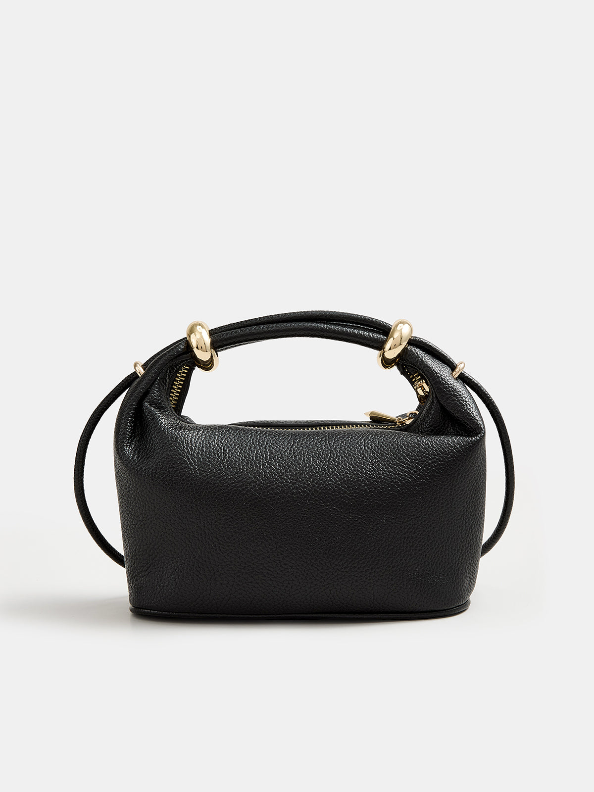 Black Mini Handbag with Metal Hardware