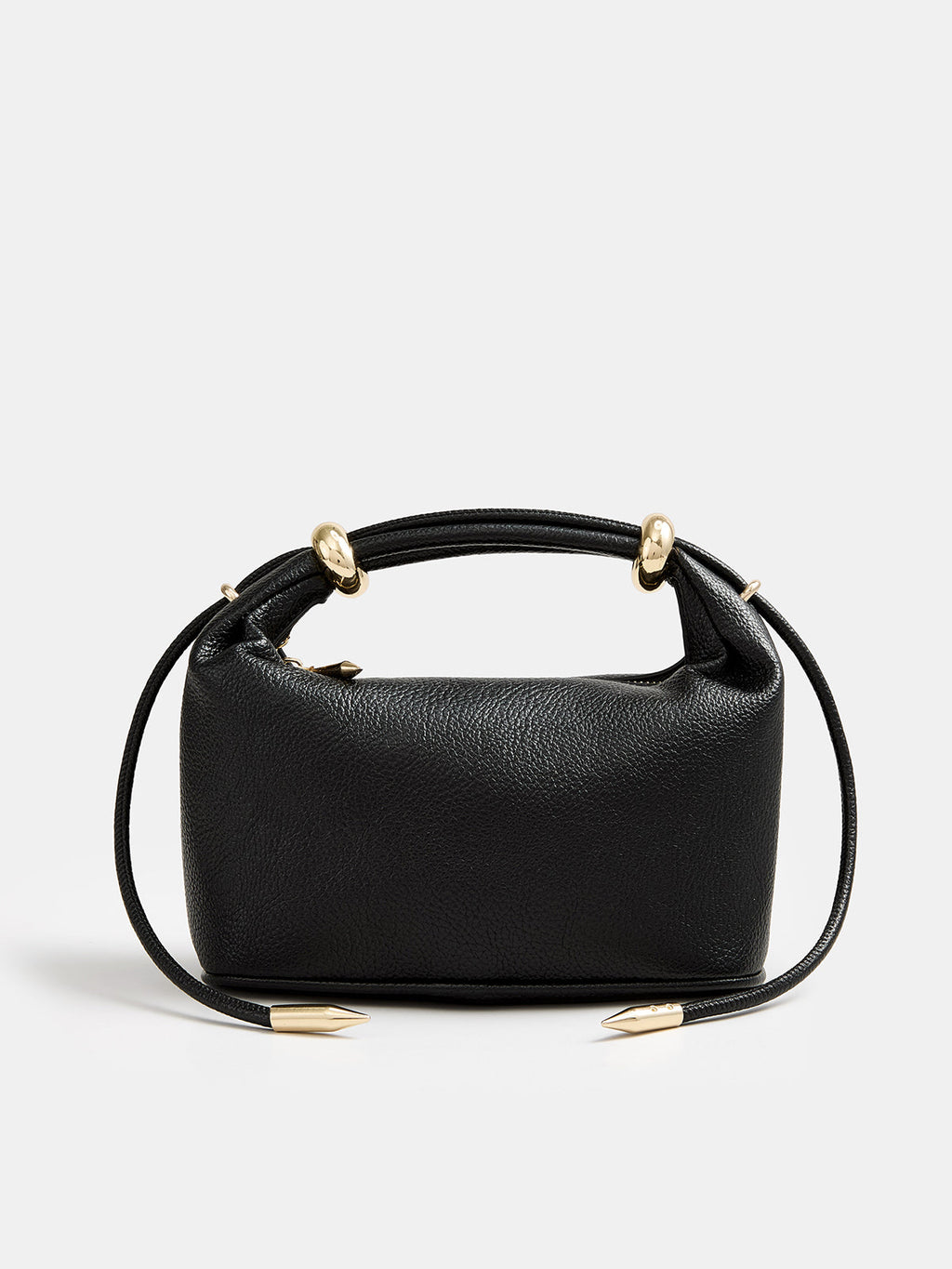 Black Mini Handbag with Metal Hardware