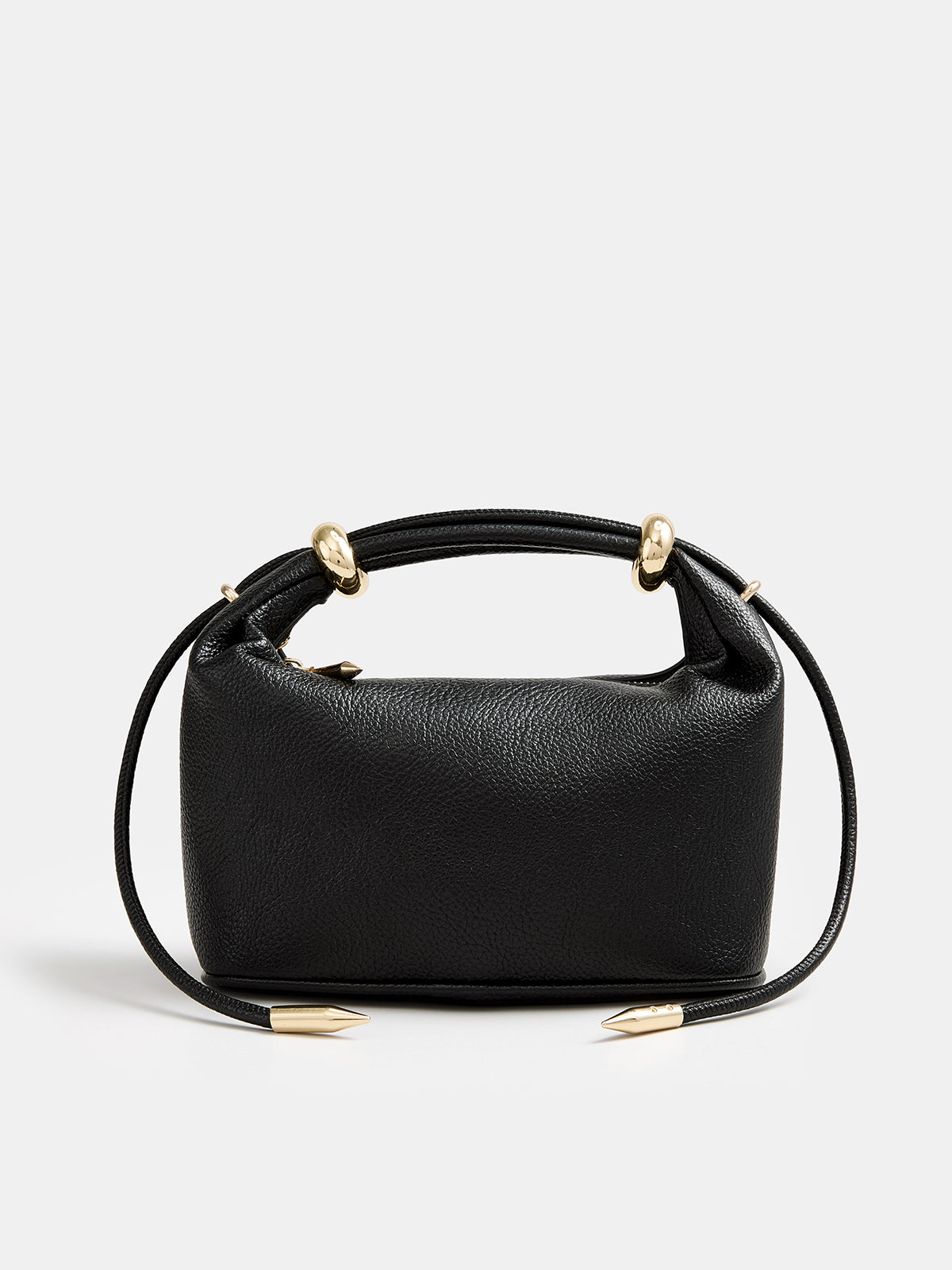 Black Mini Handbag with Metal Hardware