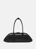 Black Minimalist Curved Zip Top Handbag