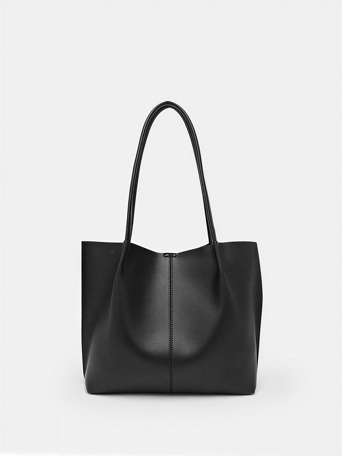 Black Minimalist Vegan Leather Tote Bag