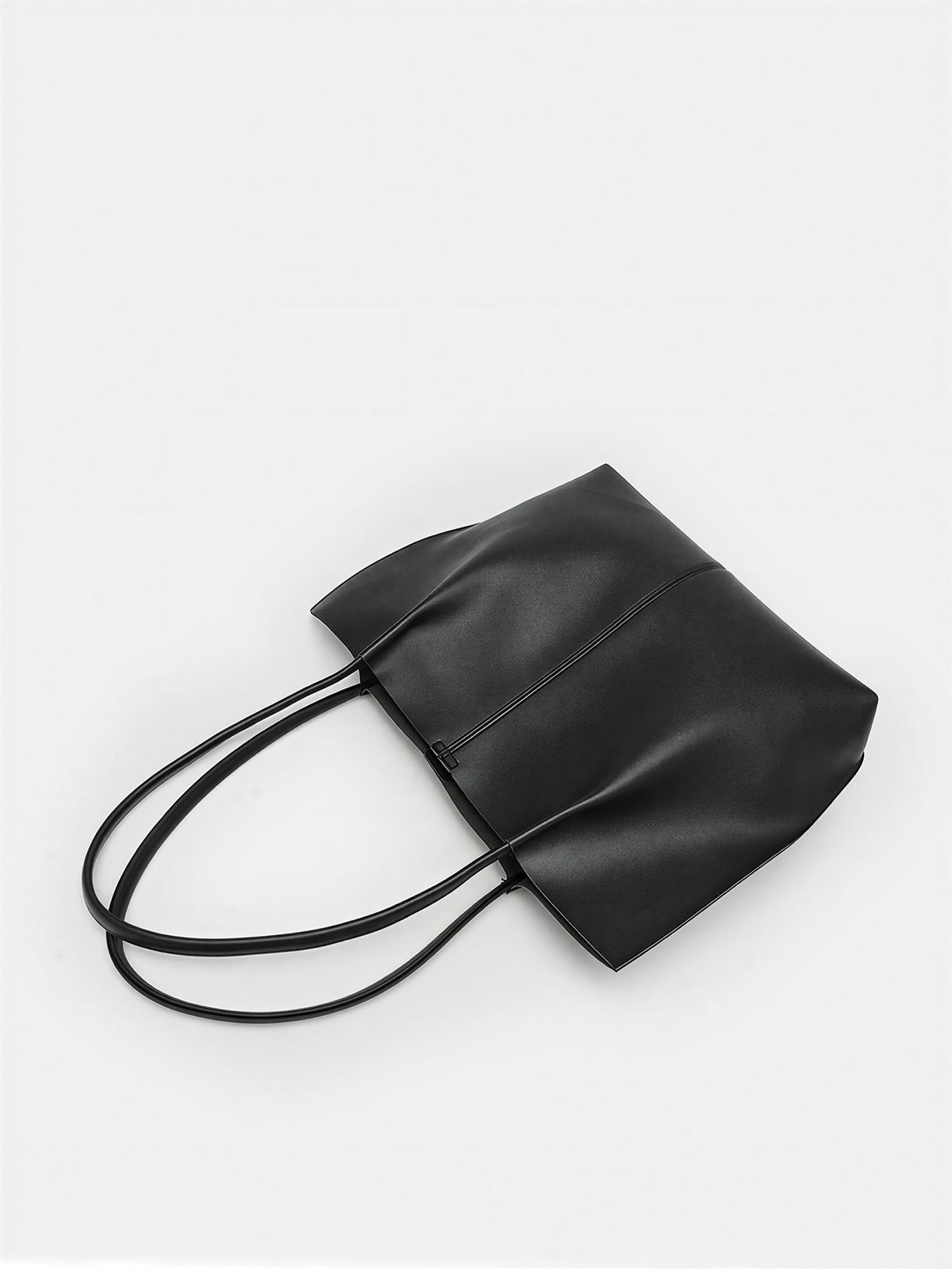Black Minimalist Vegan Leather Tote Bag