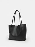 Black Minimalist Vegan Leather Tote Bag