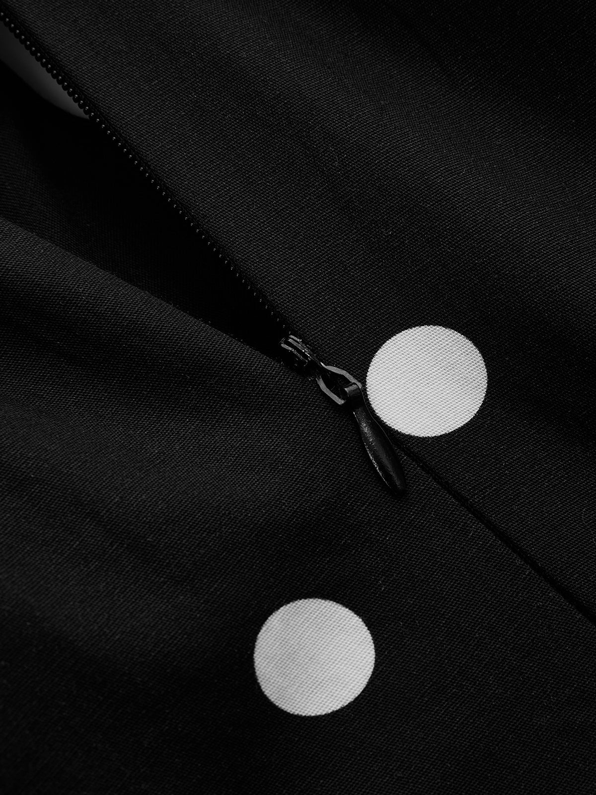 Black Polka Dot Cotton Mini Dress with Keyhole Neck