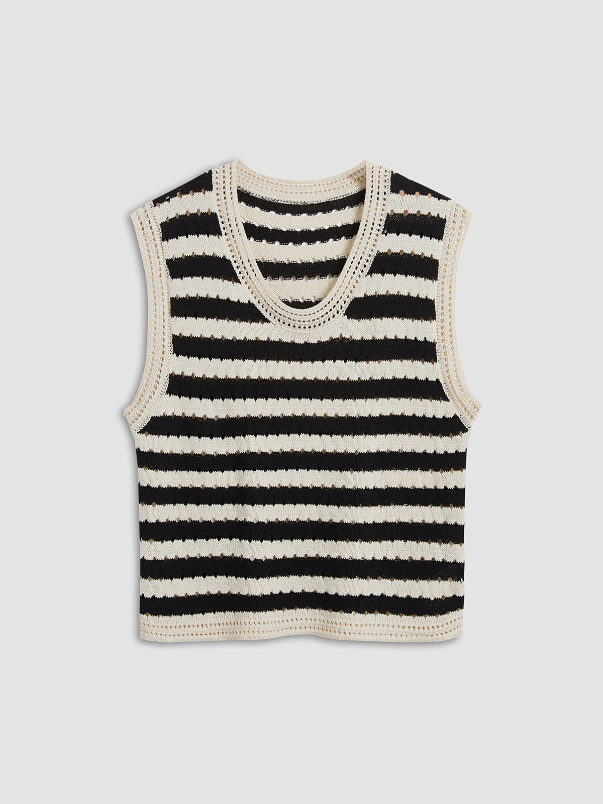 Black Striped Crochet Sweater Vest