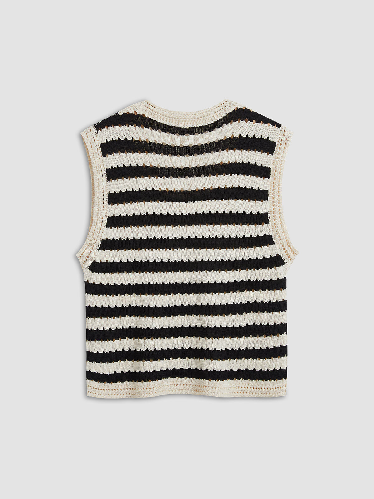 Black Striped Crochet Sweater Vest