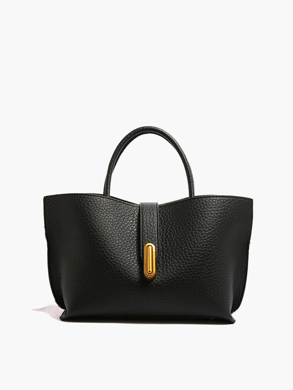 Black Textured Shoulder Bag with Top Handle