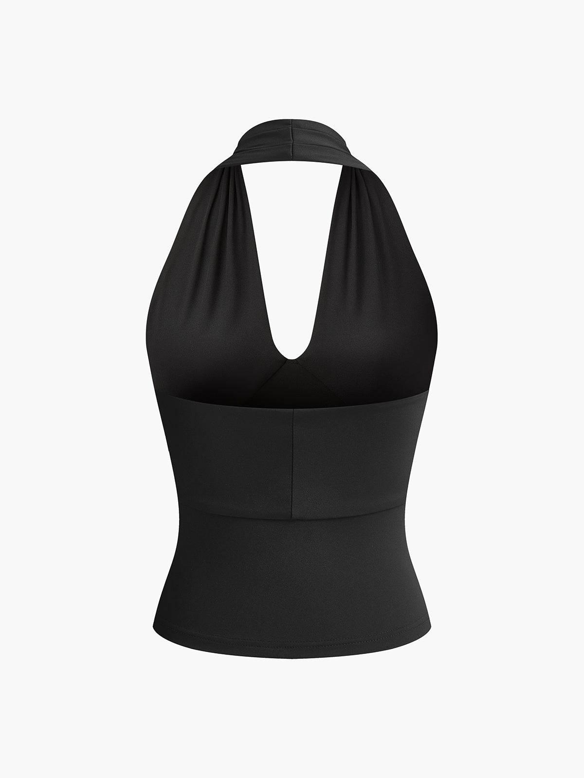 Black V-Neck Halter Tank Top with Open Back