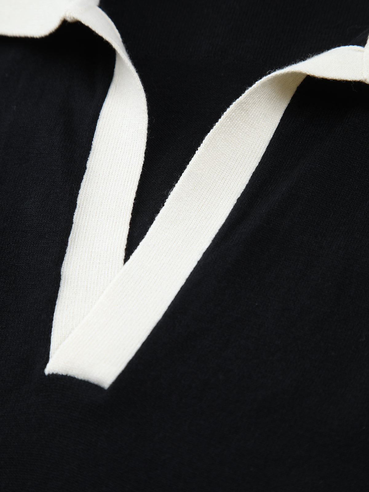 Black V-Neck Knit Sweater Vest with Contrast Trim