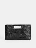 Black Woven Clutch with Cut-Out Handle