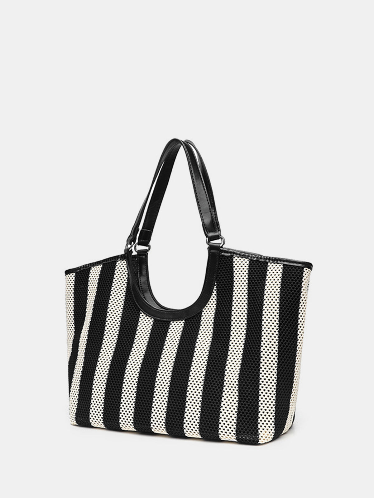 Black and White Striped Large Tote Bag