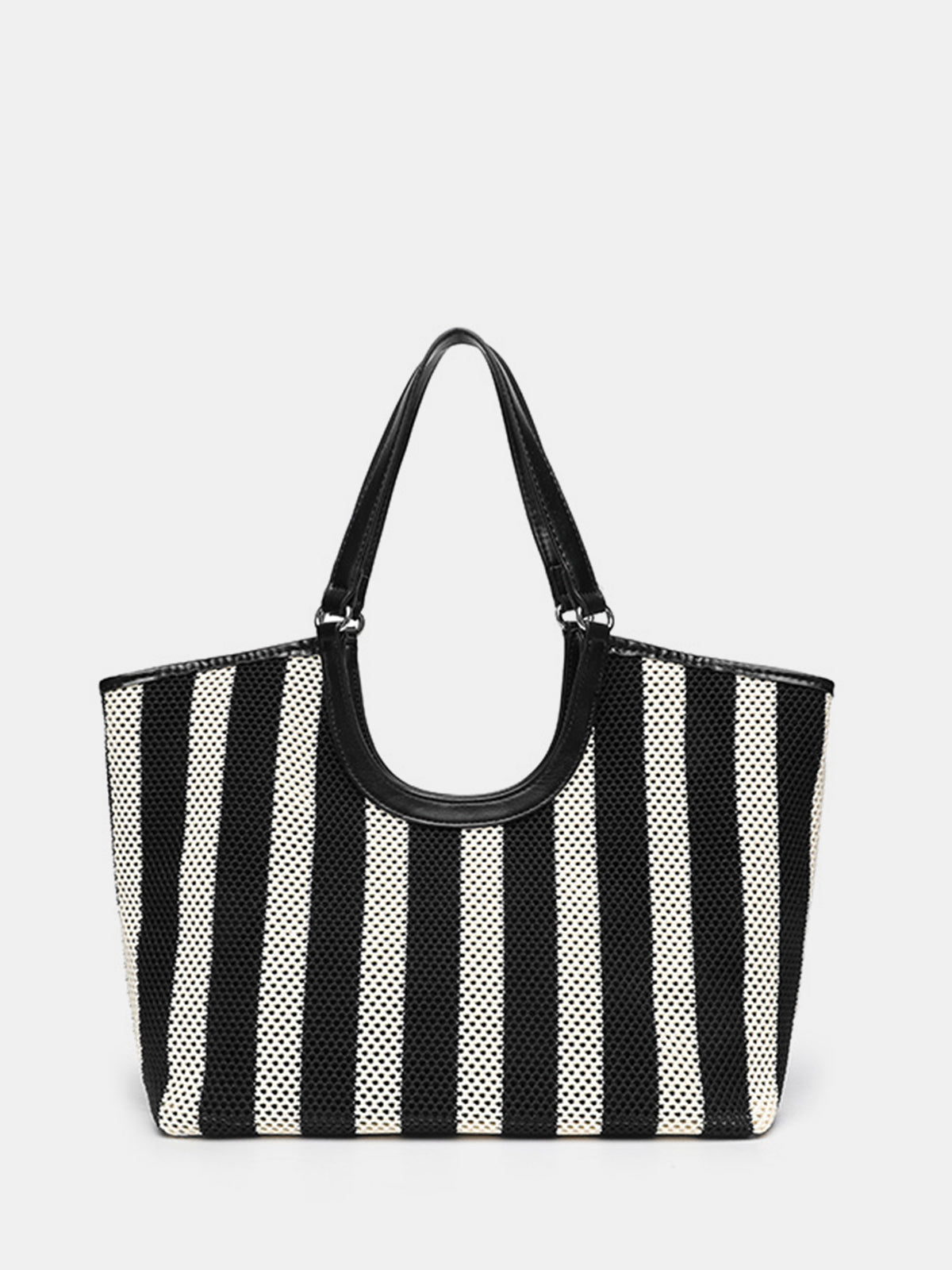 Black and White Striped Large Tote Bag