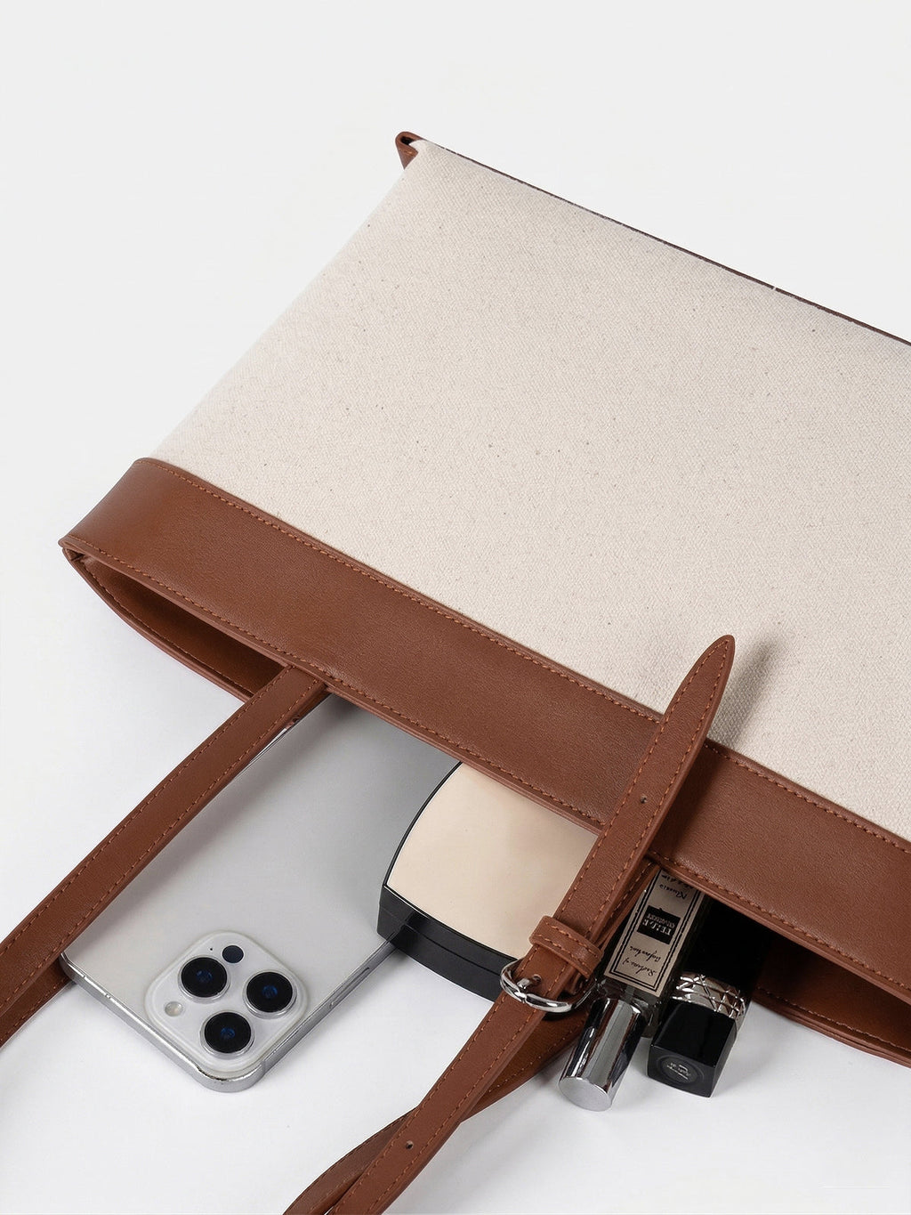 Brown Canvas Tote Bag with Adjustable Strap