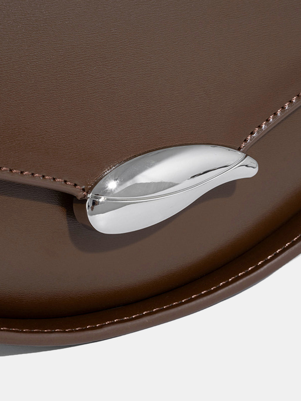 Brown Curved Vegan Leather Shoulder Bag
