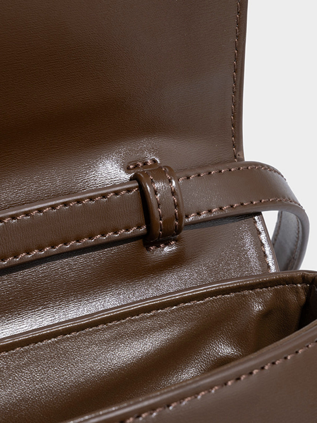 Brown Curved Vegan Leather Shoulder Bag