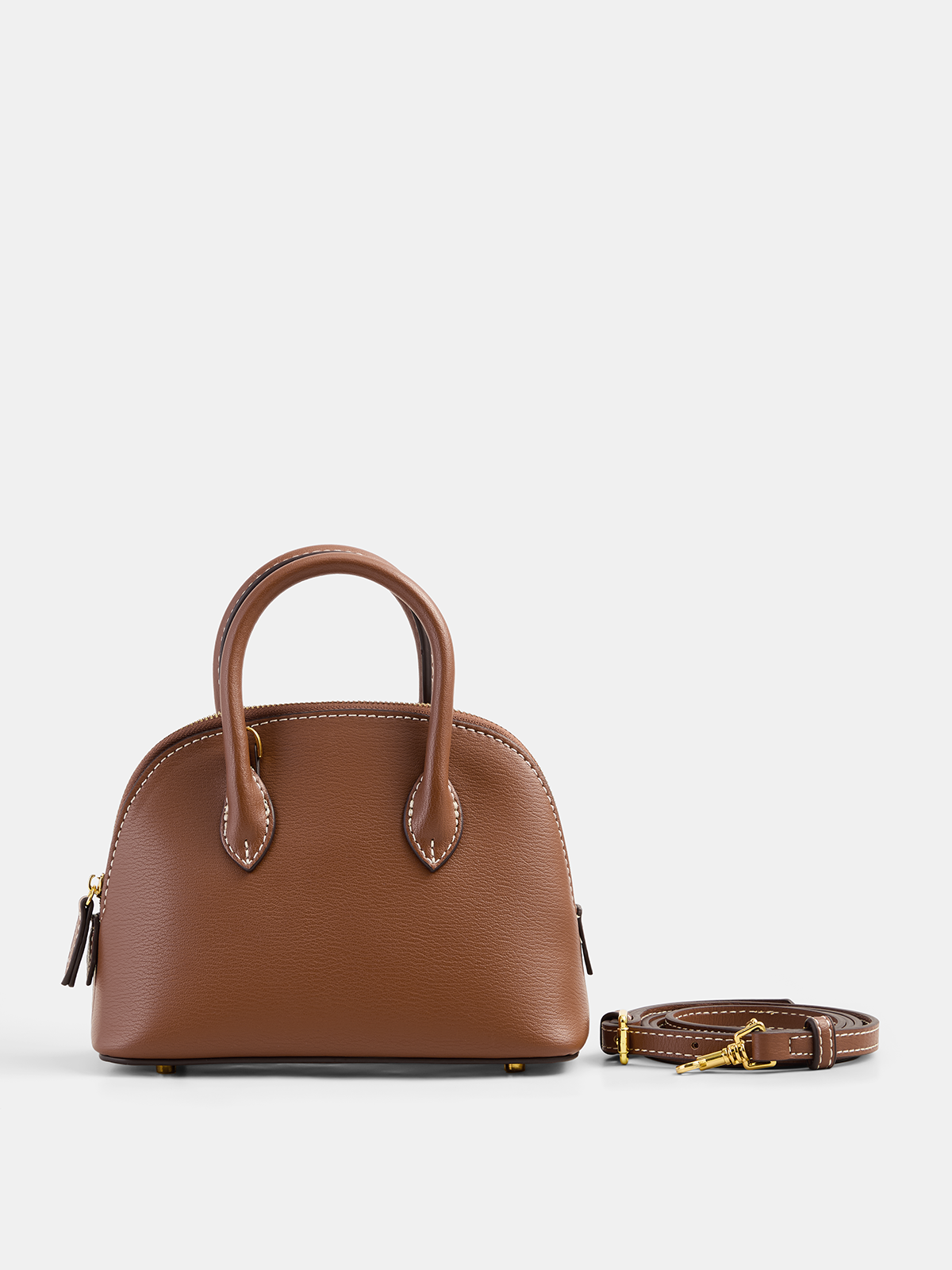 Brown Mini Curved Handbag