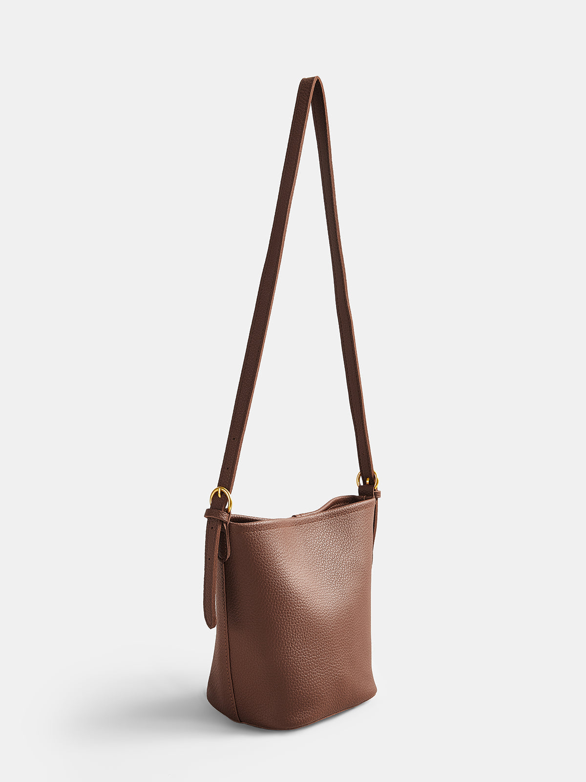 Brown Minimalist Crossbody Bucket Bag