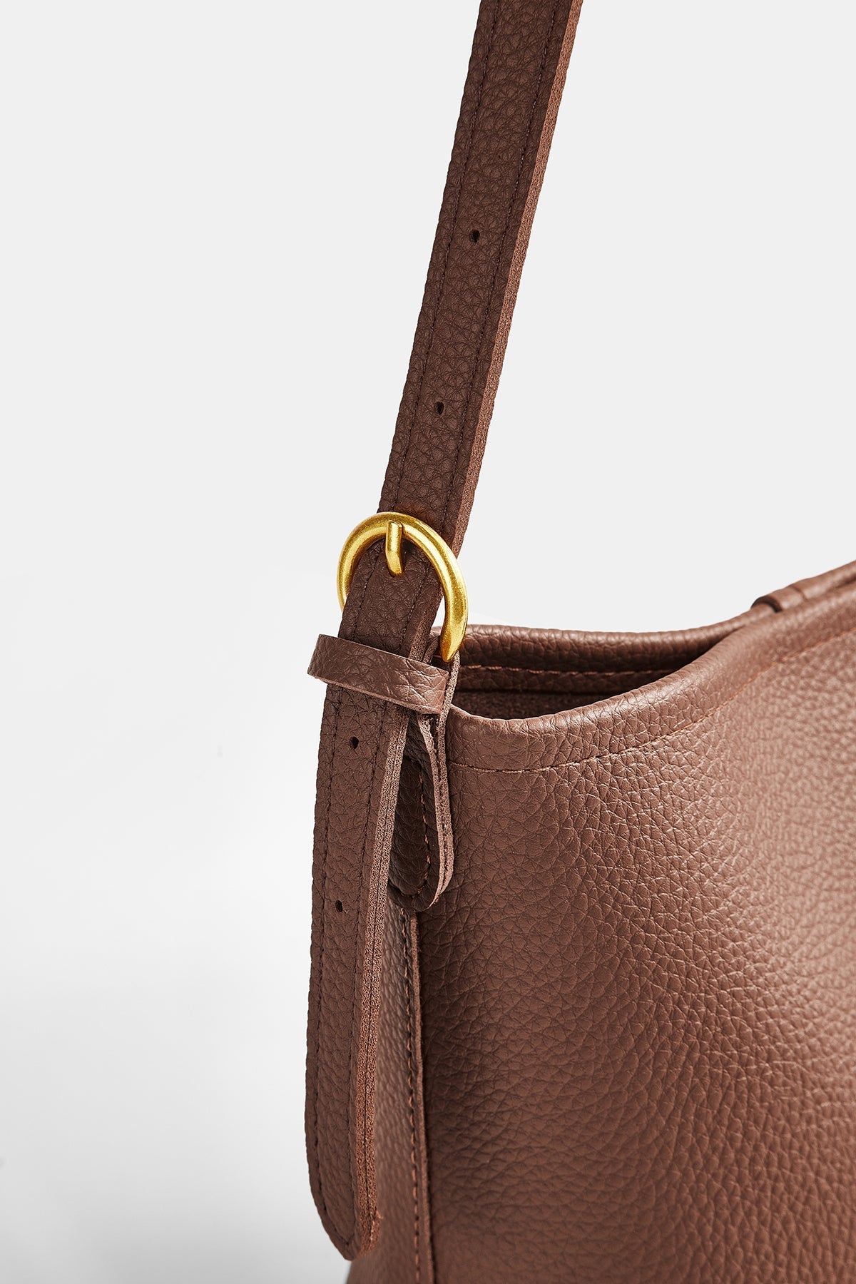 Brown Minimalist Crossbody Bucket Bag