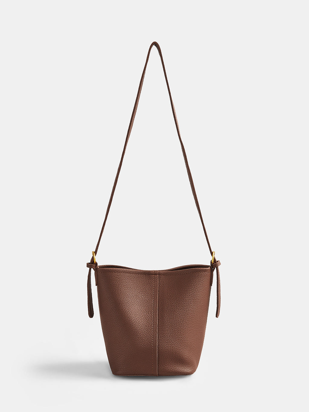 Brown Minimalist Crossbody Bucket Bag